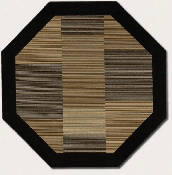 3'11&quot Octagon Area Rug Slender Stripe Exemplar With Dismal Border