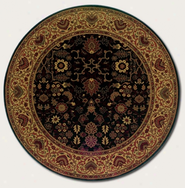 3'11&quot Round Area Rug Classic Persian Pattern In Black Redness