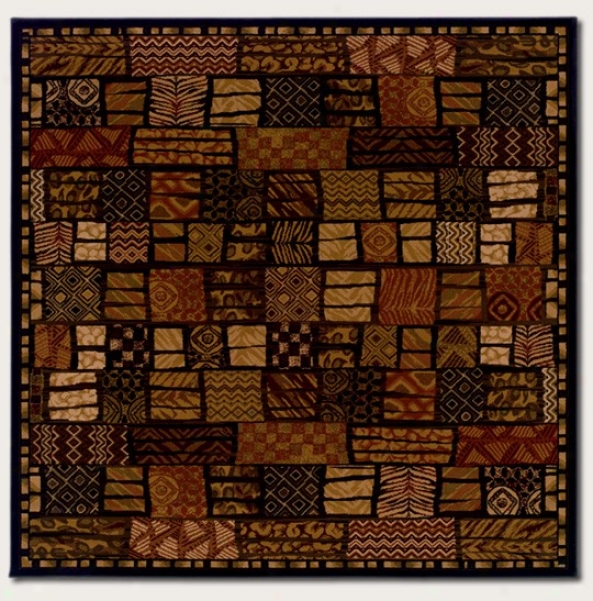 3'11&quot Square Area Rug Checkered Style With Animal Prints