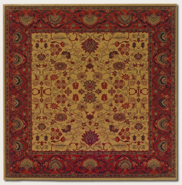 3'11&quot Square Area Rug Classic Persian Pattern In Gold Camel