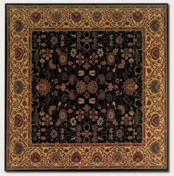3'11&quot Square Yard Rug Classic Persian Pattern In Black Color