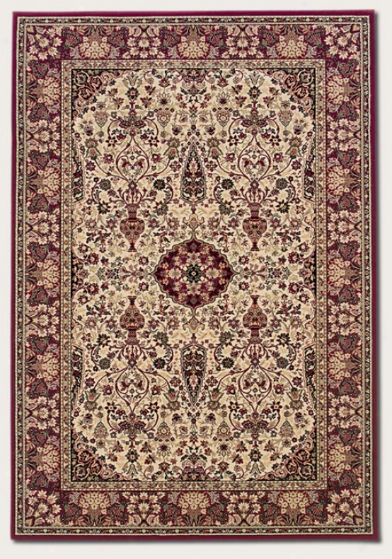 3'11&quot X 5'3&quot Area Rug Classic Persian Pattern In Ivory And Red