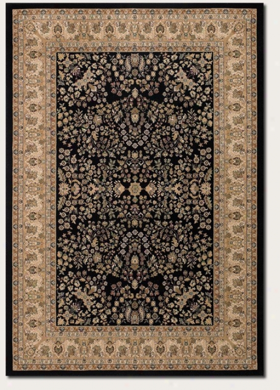 3'11" X 5'3" Area Rug Classic Persian Pattern In Black