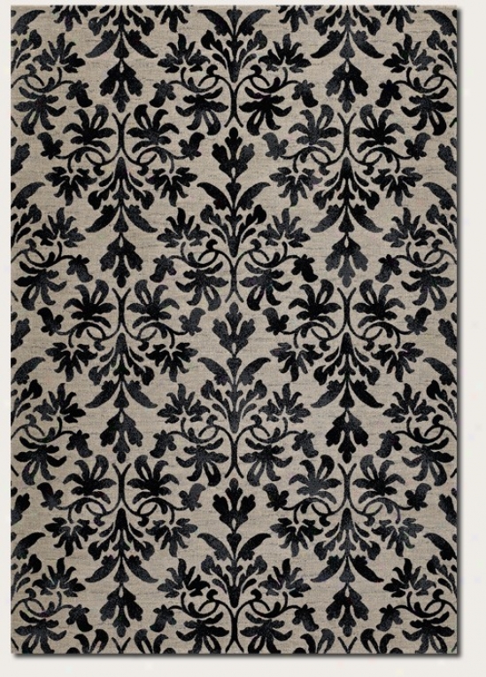 3'11&quot X 5'3&quot Area Rug Damask Pattern In Grey And Black Color