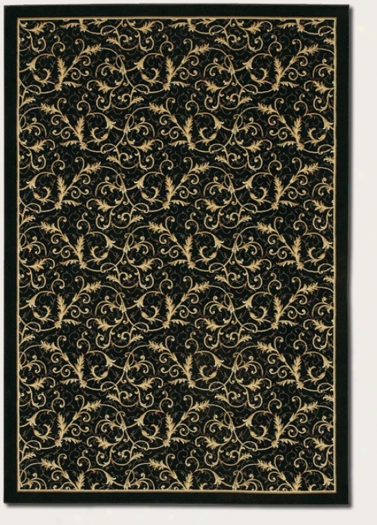 3'11&quot X 5'3&quot Area Rug Gold Scroll Fern Design In Black Color