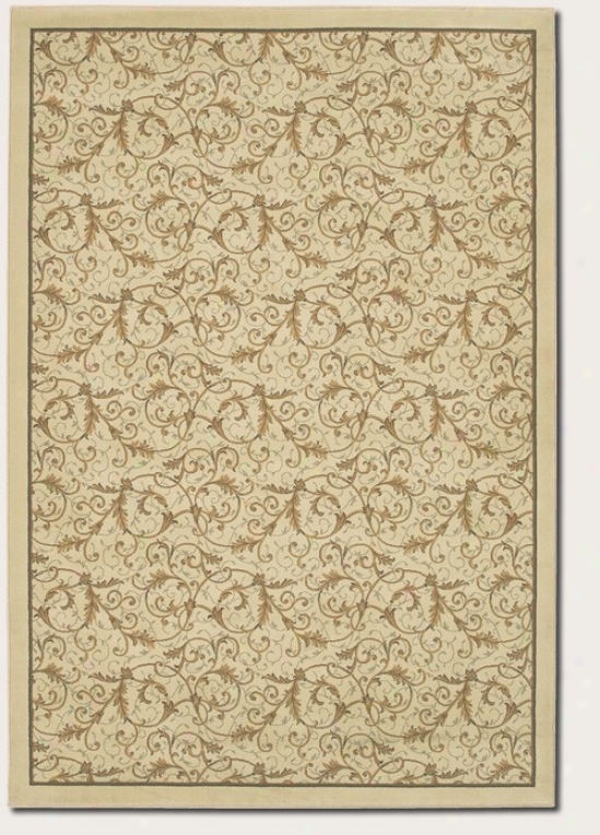 3'21&quot X 5'3&quot Area Rug Gold Scroll Fern Design In Ivory Color