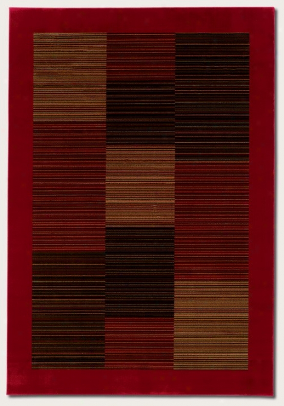 3'11&quot X 5'3&qquot Area Rug Slender Stroke  Pattern Attending Red Border