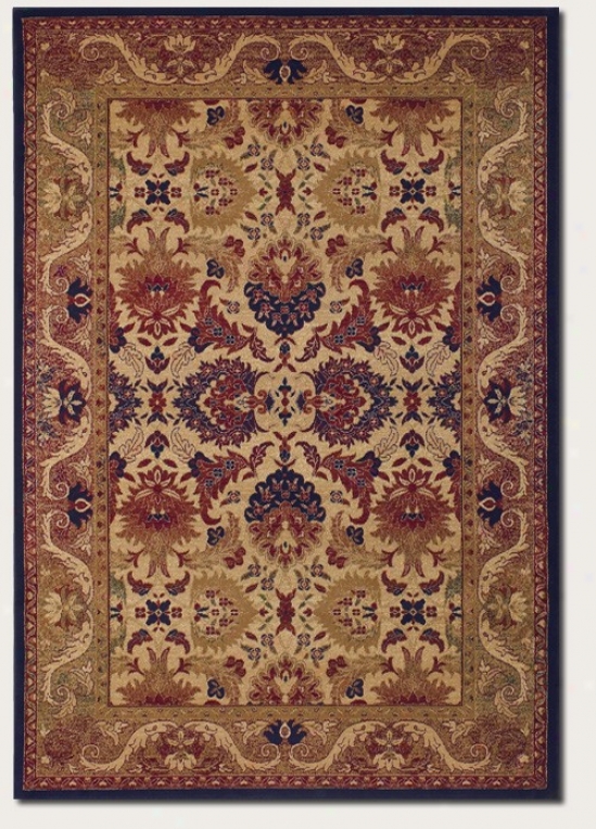 3'11&quot X 5'6&quot Area Rug Persian Floral Pattern In Crdam And Navy