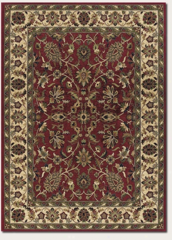 3'11" X 5'6" Area Rug Persian Floral Pattern In Red And Cream