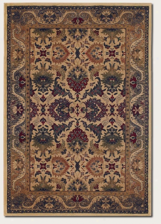 3'11&qupt X 5'6&quot Area Rug Persian Floral Pattern In Cream And Sage