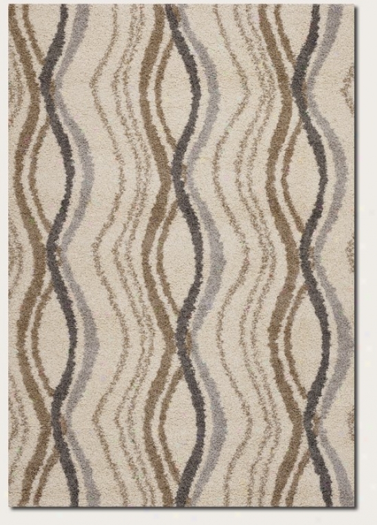 3'11&quot X 5'7&quot Area Rug Wave Pattern Design In Cream Color