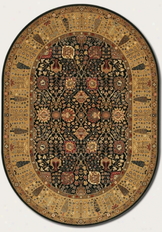 3'11&quot X 6'6&quot Oval Area Rug Classic Persian Pattern In Black