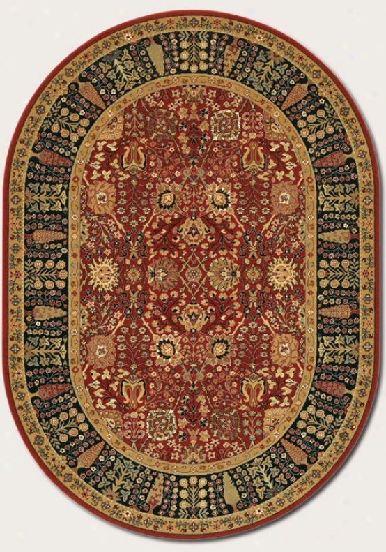 3'11&quot X 6'6&quot Oval Area Rug Classic Persian Pattern In Persian Red