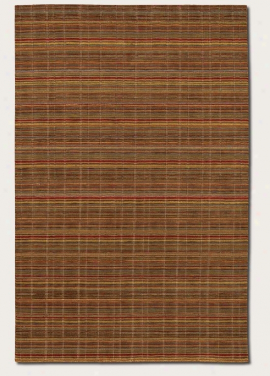 3'5&quot X 5'5&quot Area Rug Striped Pattern In Mocha And Red