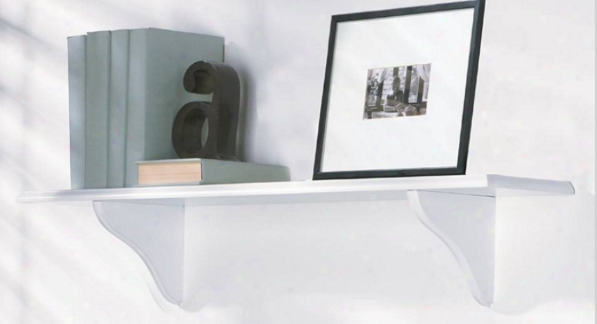 35&quotw Wall Mounted Shelf With Brackets In White Finish