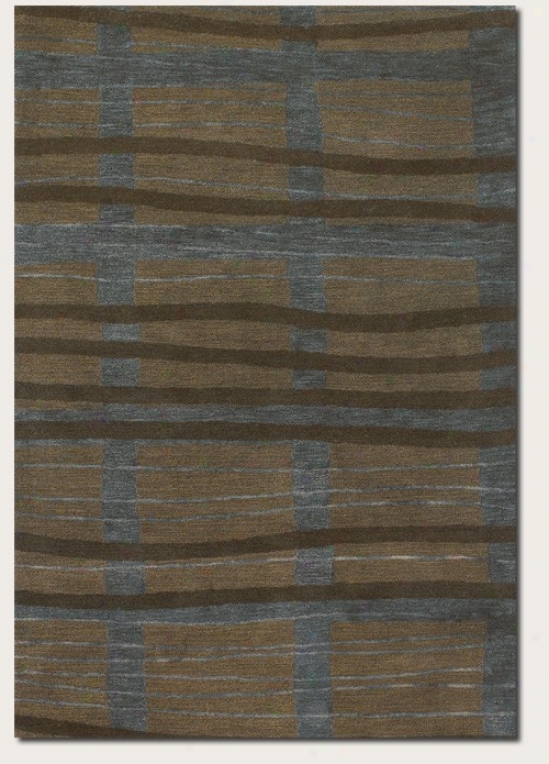 3'6&quot X 5' Yard Rug Curve Lines Mark In Blue And Brown Color