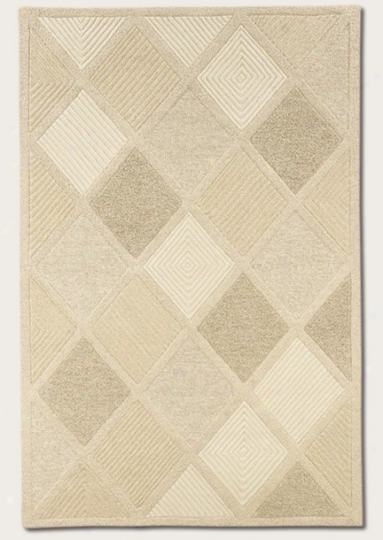 3'6&quot X 5'6&quot Area Rug Hand Crafted Diamond Pattern In White