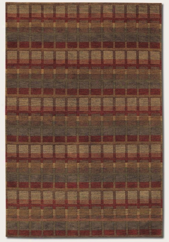 3'6&quot X 5'6&quot Area Rug Hand Knotted Stripwd And Checkered Design