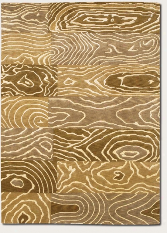 3'6" X 5'6" Area Rug Wood Grain Design In Gold And Beige Color