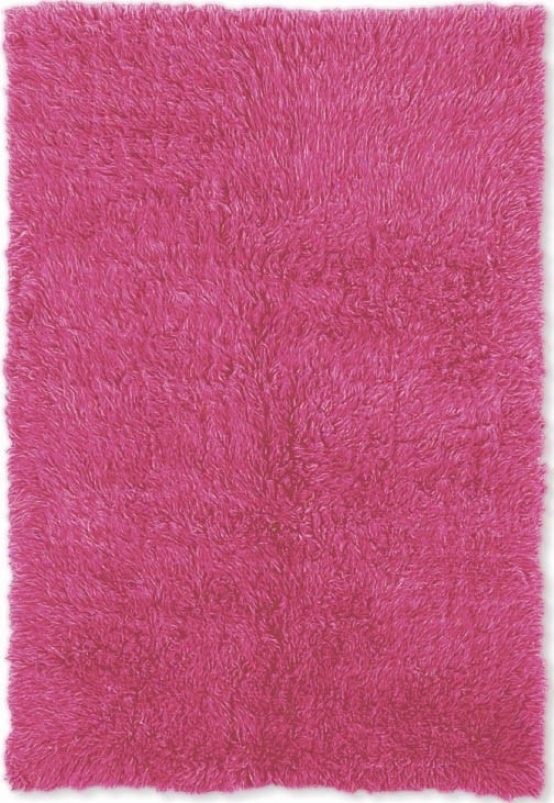 3'6" X 5'6" Hand Woven Flokati Rug In Fushcia Color