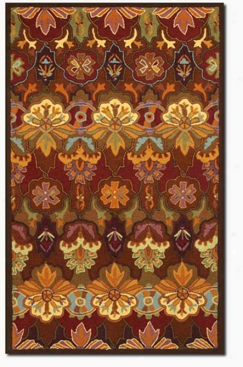 3'6&quot X 5'6&quot Orange Blossom Floral Patterns 100% Wool Area Rug