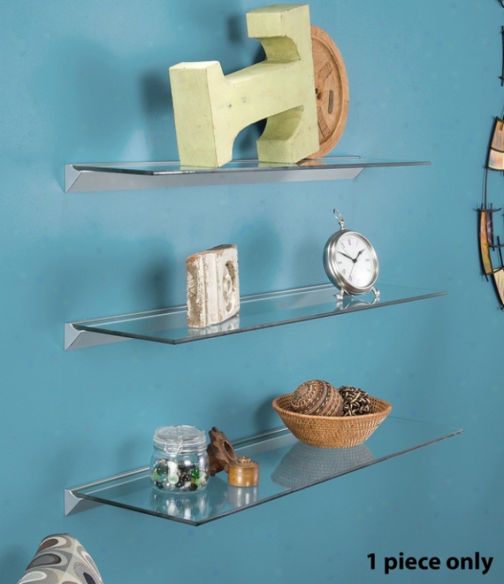 36&quoot X 8&quot Clear Glass Floating Shelf With Metal Ledge