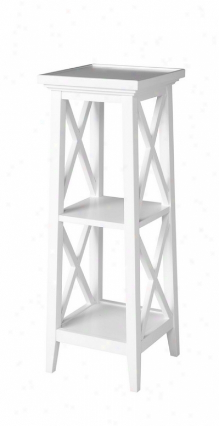 36&quo5h Square Pedestal Table 3 Tier In White Finish
