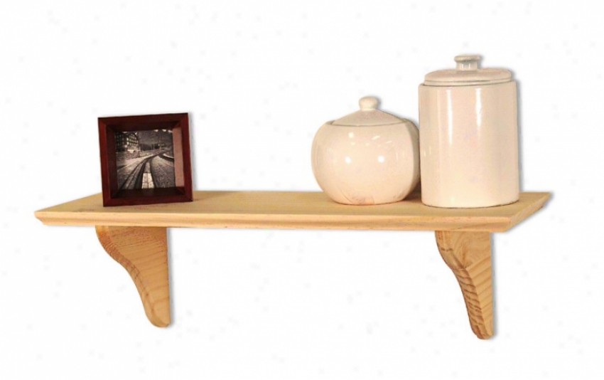 36&quotw Wall Mounted Shelf With Brackets In Unfimished Design