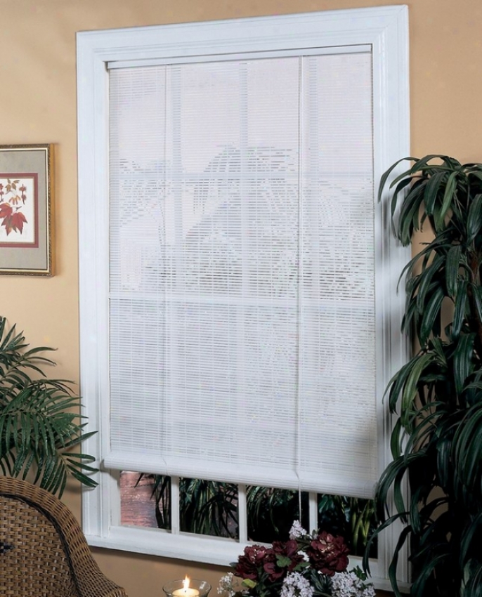 36&quotw Window Treatment Roll-up Blind In White Oval Vinyl Pvc