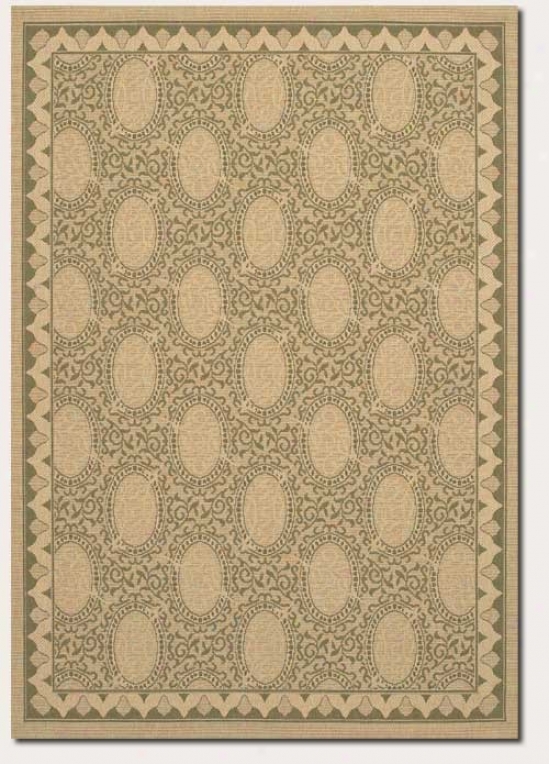 3'7&quot X 5'5&quot Area Rug Classic Oval Imitate In Cream And Green