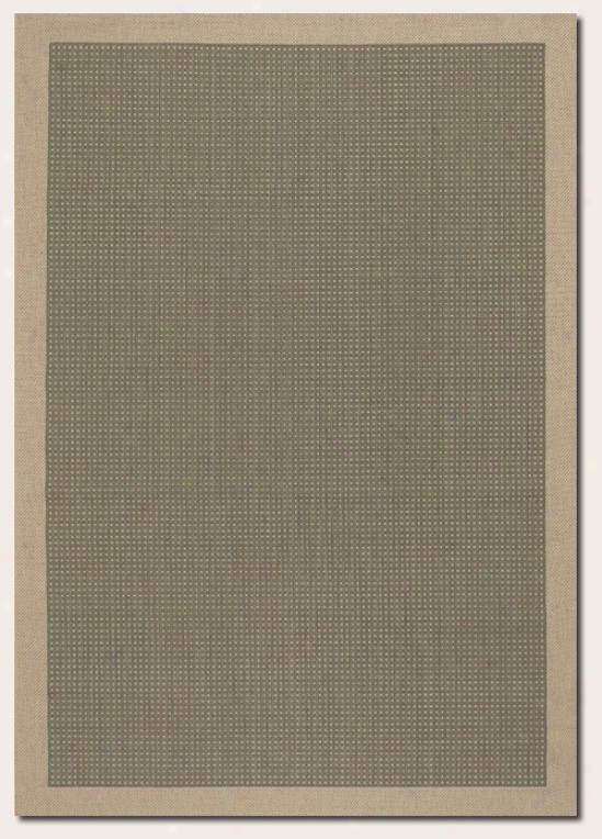 3'7&quot X 5'5&quot Area Rug Dofted Pattern With Cream Border In Green Color