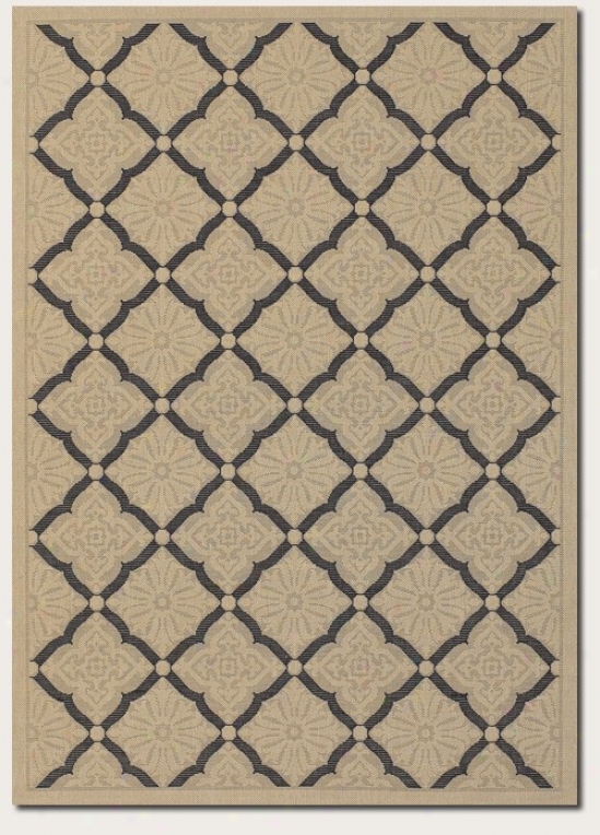 3'7&quot X 5'5&quot Area Rug Floral Grid Pattern In Cream And Black