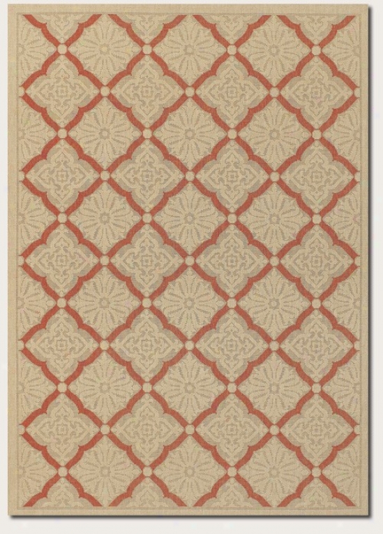 3'7&quot X 5'5&quot Area Rug Floral Grid Pattern In Cream And Orange