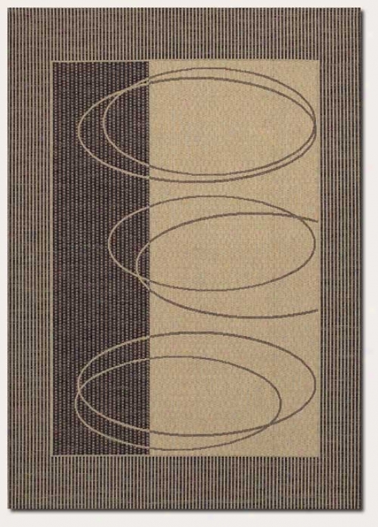 3'7&quot X 5'5&quot Area Rug Geometric Oval Pattern In Brown And Cream