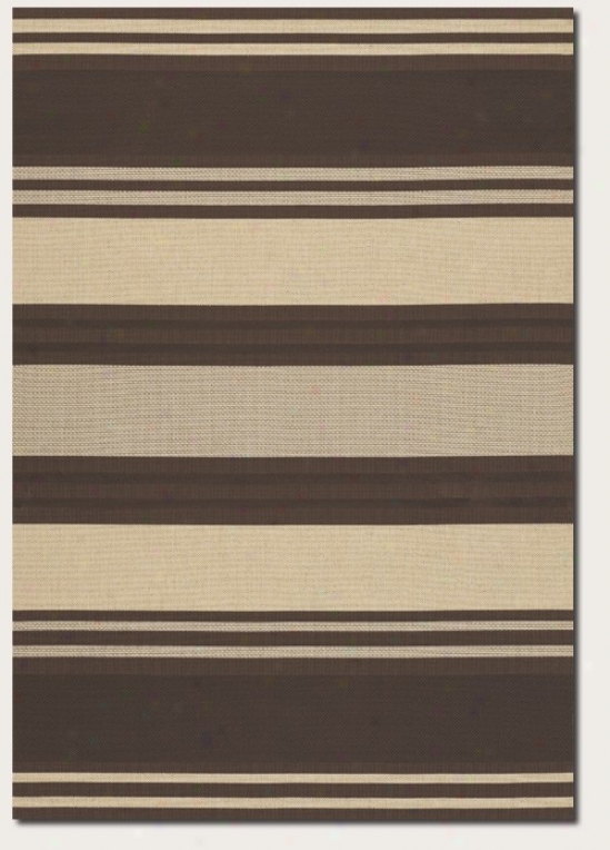 3'7&quot X 5'5&quot Area Rug Thick Stripe Pattern In Chocolate And Cream