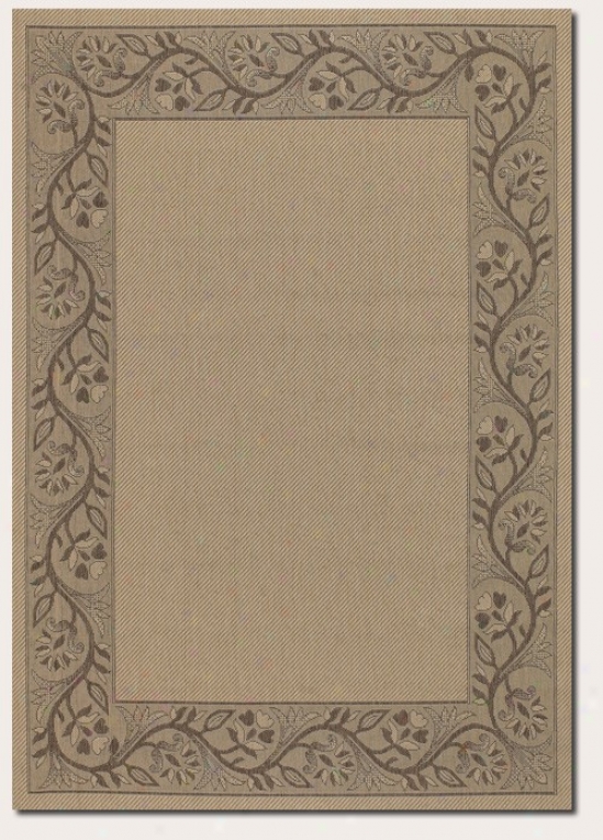 3'7&quot X 5'5&quot Area Rug With Floral Border In Cream And Brown