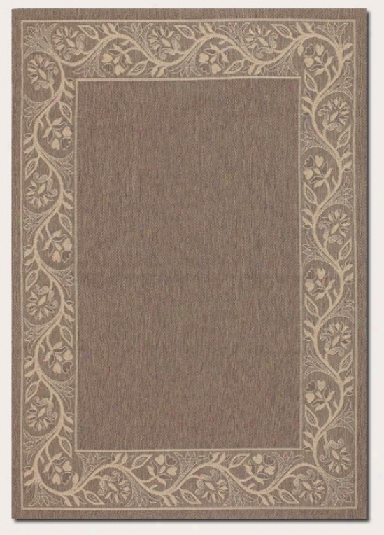 3'7&quot X 5'5&quot Area Rug With Floral Border In Brown And Cream