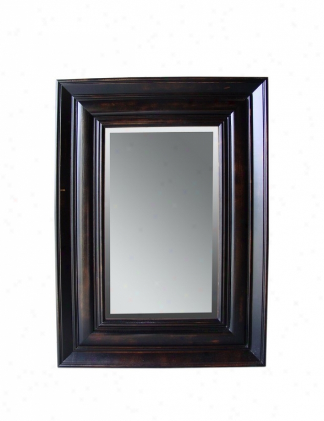 38&quoth Wall Mirror Traditional Style In Ebony Pine Distressed Finish