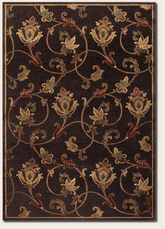 39'&quot X 5'2&quot Area Rug Floral Pattern In Black And Ruby