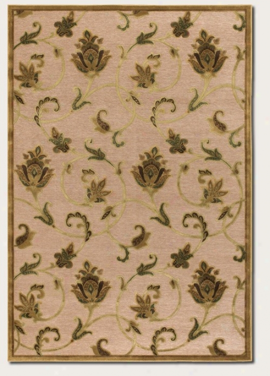 3'9&quot X 5'2&quot Area Rug Floral Pattern In Ivory And Antique Gold