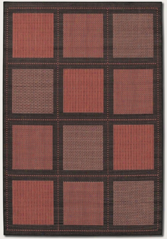 3'9&quot X 5'5&quot Area Rug Contemporary Grid Intention In Terra-cotta