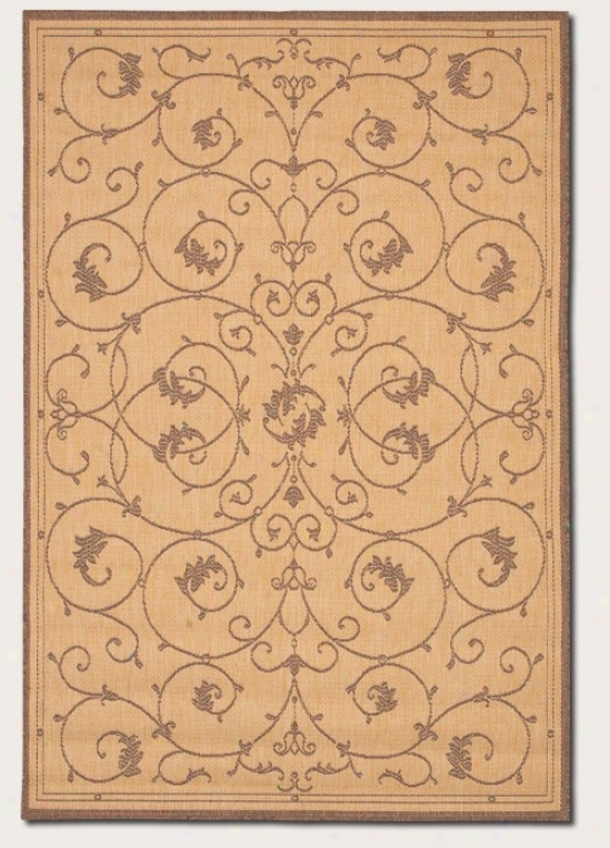 3'9&quot X 5'5&quot Area Rug Scroll Floral Design In Natural And Cocoa