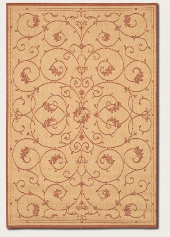 3'9&quot X 5'5&quot Area Rug Scroll Floral Design In Natural