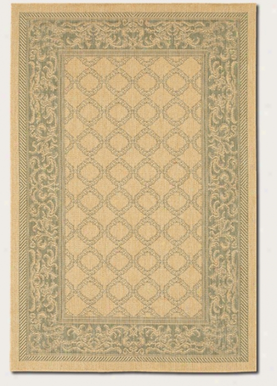 3'9&quot X 5'5&quot Area Rug Transitional Style With Green Border In Natural