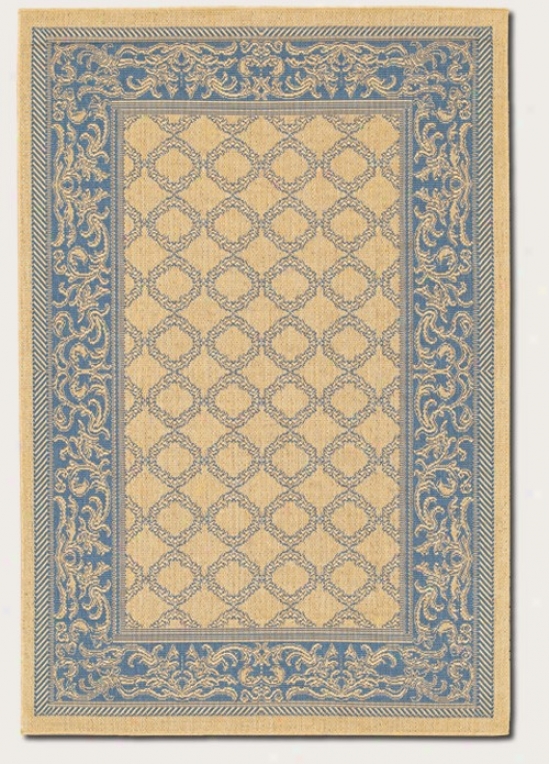 3'9&quot X 5'5&quot Area Rug Transitional Style With Blue Border In Natural