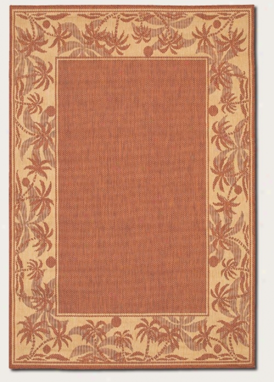 3'9&quot X 5'5&quot Area Rug With Palm Tree Design Border In Terra-cotta