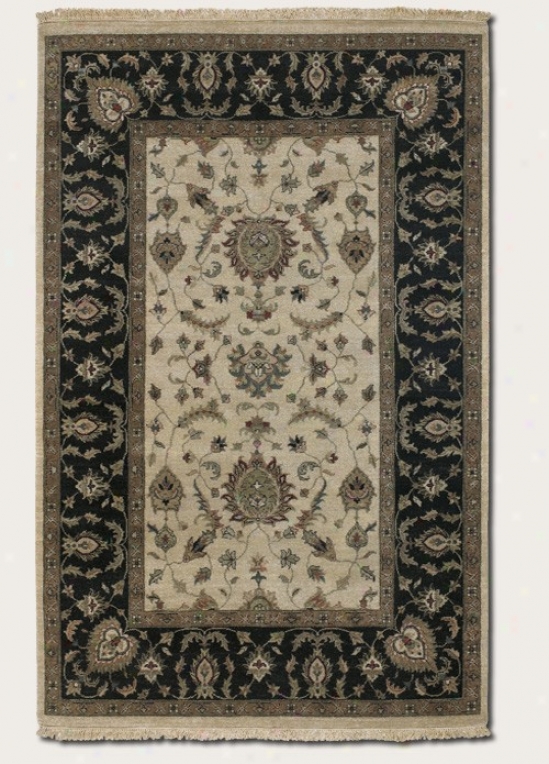 3'9&quot X 5'9&quot Area Rug Classic Persian Pattern In Ivry And Black