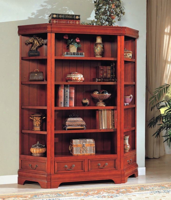 3pcs Louis Philipe Style Cherry Finish Storage & Display Bookcase Set