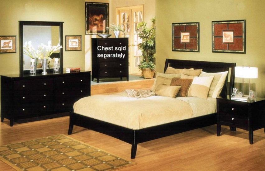 4 Pcs Queen Size Sleigh Bed Bedroom Set With Contemporary Style In Espresso Finish