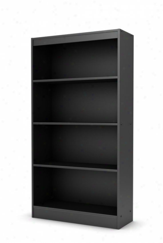 4 Tier Bookcase Shelf Contemporary Style In Solid Black Finish